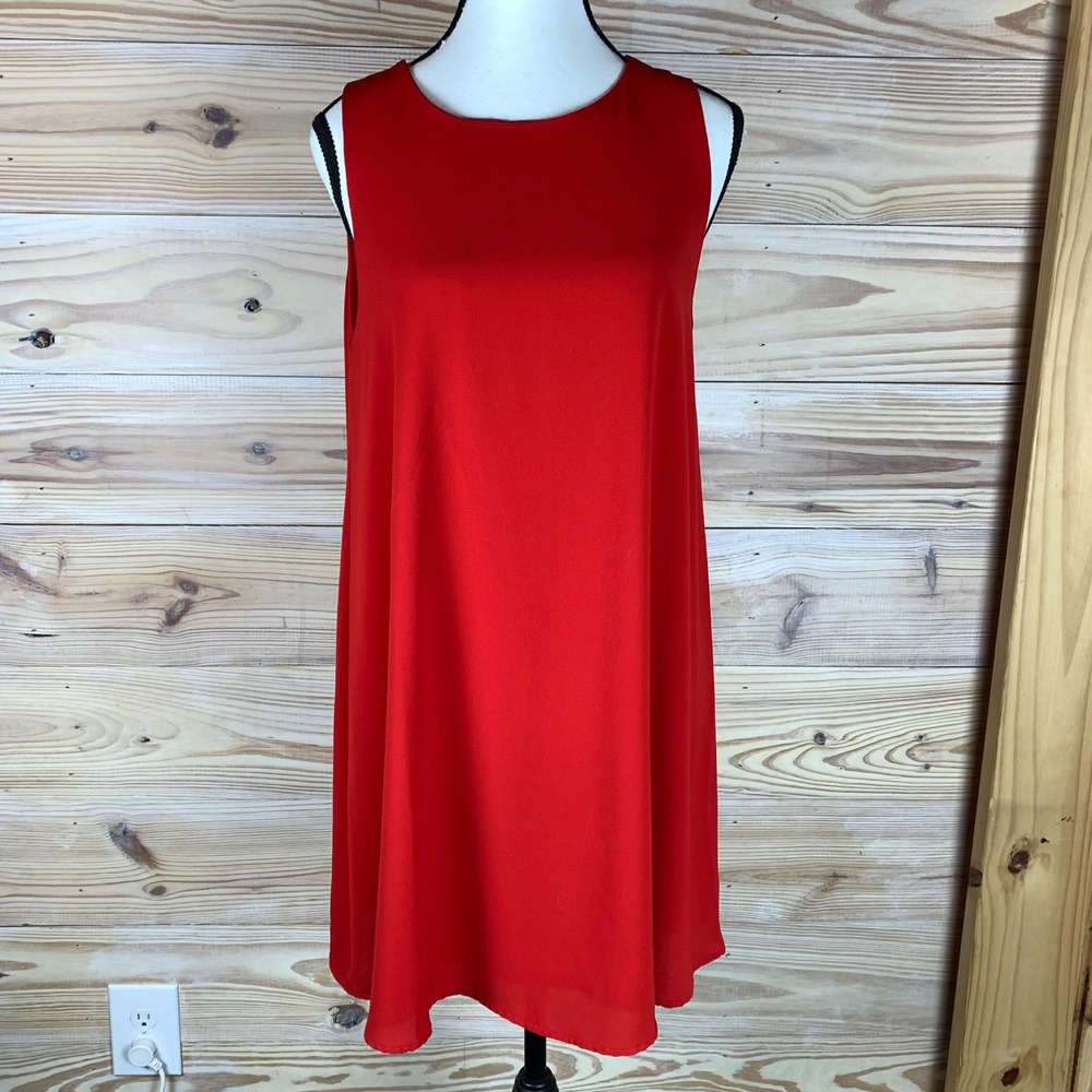 Tyche Shift Dress Womens M Red Sleeveless Keyhole Back Cocktail Party USA Made